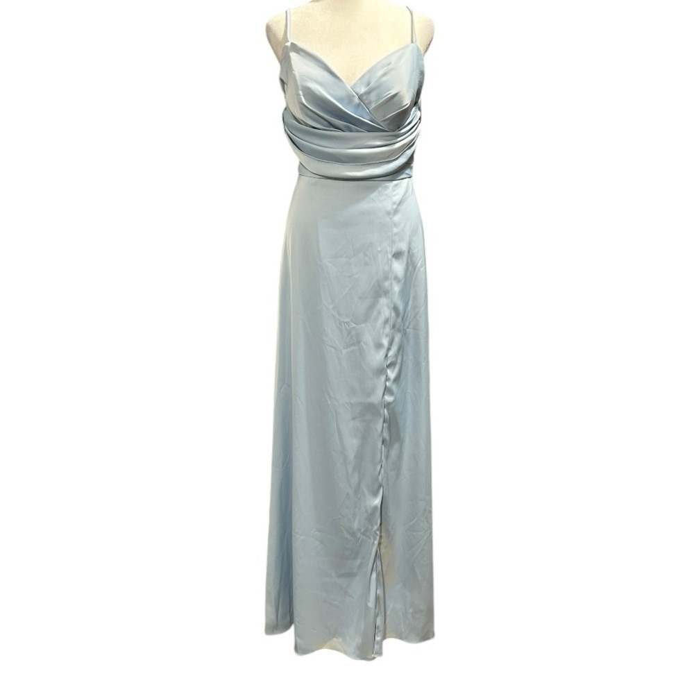 Christina Wu Chambray Matte Charmeuse A-Line Evening Bridesmaid Dress Sz 12 NWT - Picture 2 of 9